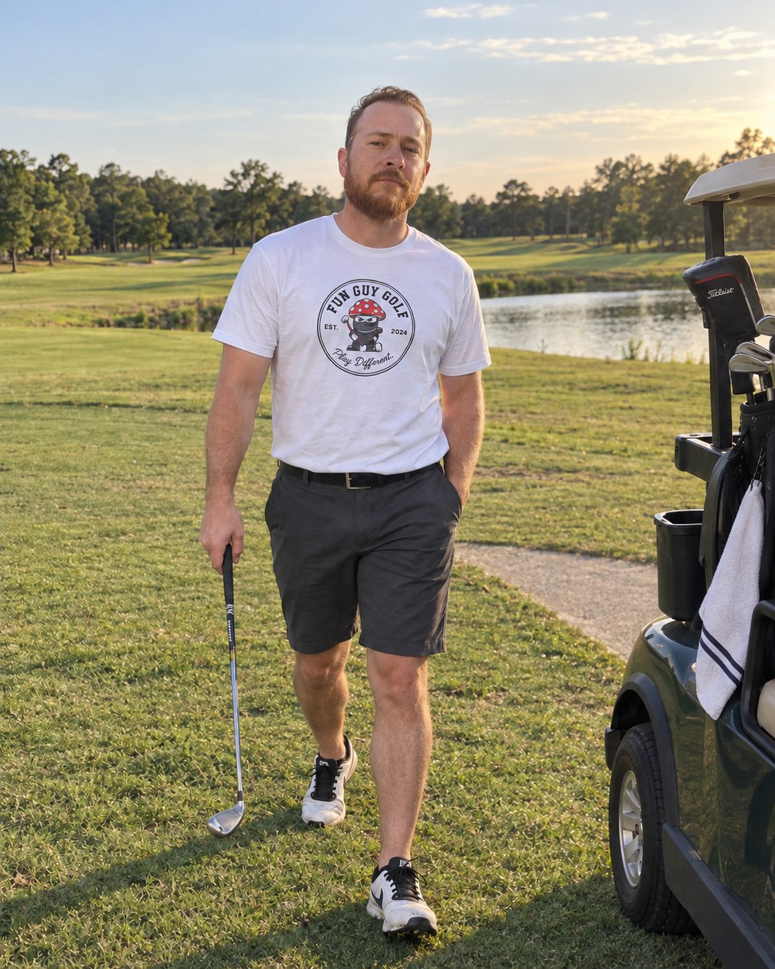 Clubhouse White men's Fun Guy Golf shirt